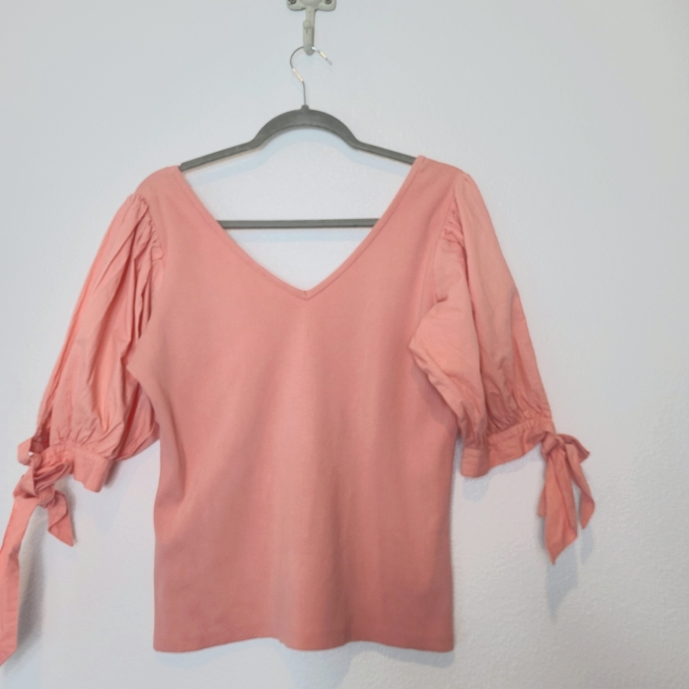 NWT Anthropologie Maeve Puff Sleeve Ribbed Blouse Size Large - Picture 7 of 9